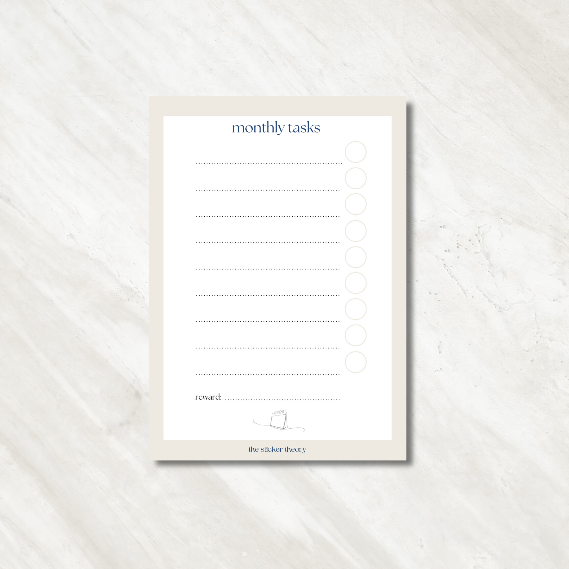 Monthly Task List & Stickers A4