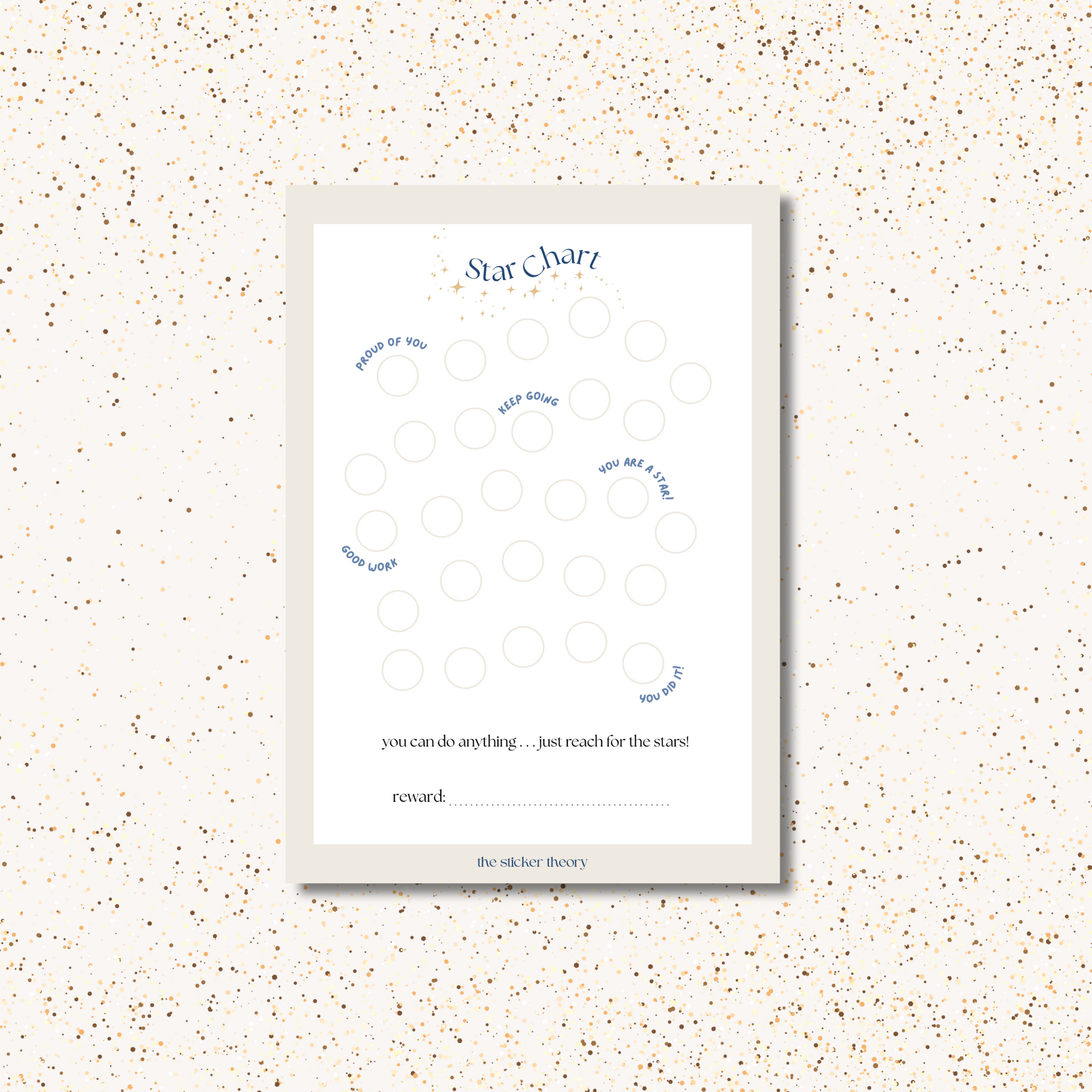 Children’s Star Chart & Stickers - Sand Edition A4
