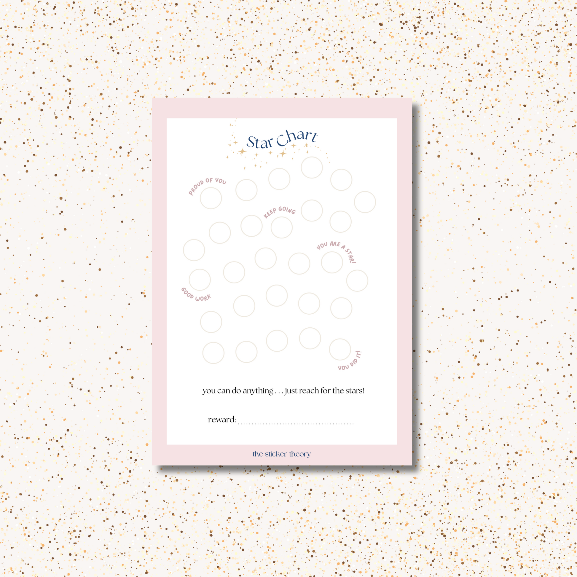 Children’s Star Chart & Stickers - Blush Edition A4